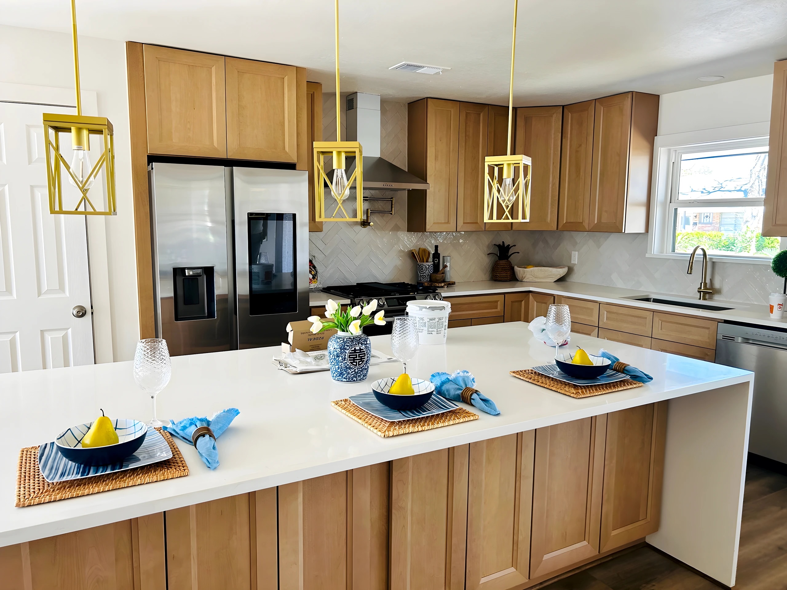 Finished kitchen by Marvel-Works on a full home rebuild on Gardendale Drive in Houston, TX